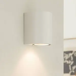 Prios Außenwandleuchte Tetje, weiß, rund, 10 cm