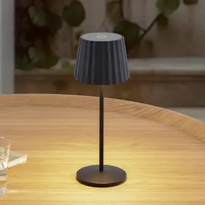 Lindby LED-Akku-Tischleuchte Esali, schwarz, Metall, IP65
