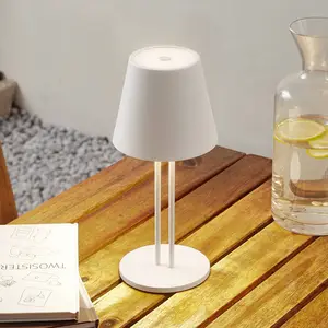 Lindby LED-Akkutischleuchte Janea TWIN, weiß, Metall
