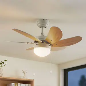 Lindby Deckenventilator mit Licht Minja, weiß, leise, Ø 80cm günstig