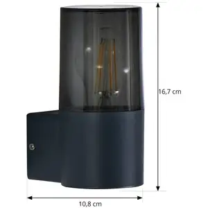 Lindby Außenwandleuchte Heulo, Ø 8 cm, rauchgrau, Alu