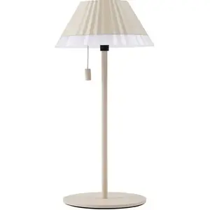 Lindby LED-Akku-Tischleuchte Ilvi, beige, Alu, Ø 17,5 cm