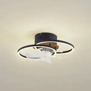 Lindby LED-Deckenventilator Lomana, schwarz, leise, CCT günstig