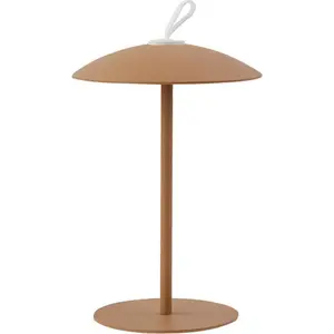 Lindby LED-Akku-Tischleuchte Kanani, braun, dimmbar