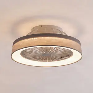 Lindby LED-Deckenventilator Mace, grau, Ø 47 cm, leise, CCT günstig