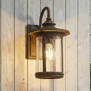 Lindby Außenwandlampe Zayn, rostfarben, Glas, IP23