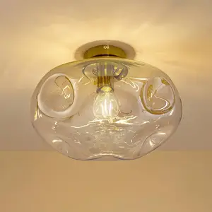 Lindby Deckenleuchte Lelia, amber, Glas, Ø 35 cm günstig