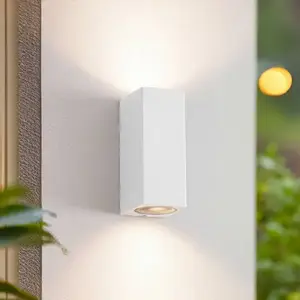 Lucande Außenwandleuchte Xava, up/down, weiß, 2-flg., GU10