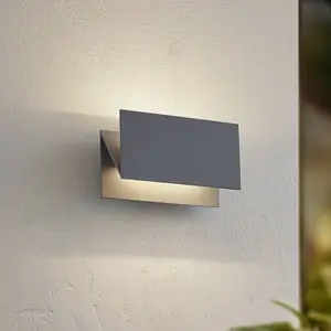 Lucande LED-Außenwandleuchte Meja, grau, Metall, 27cm, IP54
