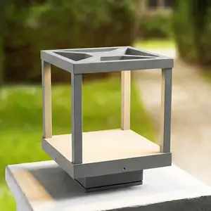 Lucande LED-Sockelleuchte Lealan, grau, Metall, 23 cm, IP54