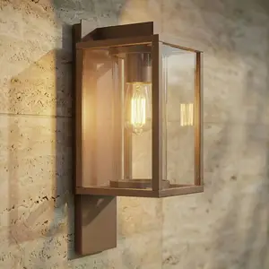 Lucande Außenwandleuchte Ferda, Fassung unten, braun, IP44