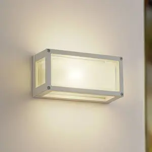 Lucande Außenwandlampe Aurelien, weiß, Glas, 12,5cm, IP54