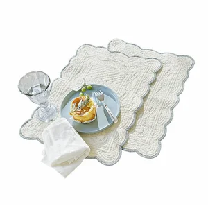 Loberon Mirabeau Tischläufer Platzset 2er Set Fontienne weiß/blau günstig