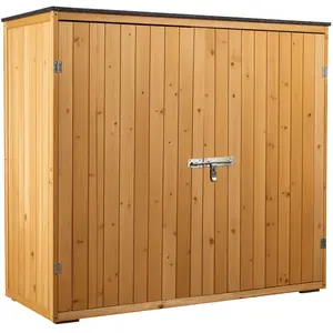 Wiltec Gartenhaus mit Doppeltür in Naturfarbe Holz 136 x 58 x 127 cm Gerätehaus für den Garten Geräteschuppen Gartenschrank Geräteschrank günstig