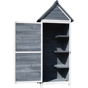 Wiltec Gartenschrank aus Holz grau 77x53x179cm mit Tür, Satteldach und... günstig