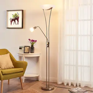 Lindby Stehlampe Felicia, nickel, 180 cm, E27, Leselicht günstig