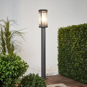 Lindby Wegelampe Djori, 80 cm, anthrazit, Edelstahl, E27