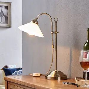 Lindby Tischleuchte Otis, altmessing, Glas, 60 cm, E14 günstig