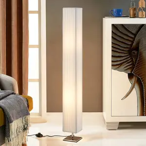 Lindby Stehleuchte Janno, weiß, Textil, Metall, 120cm, E27 günstig