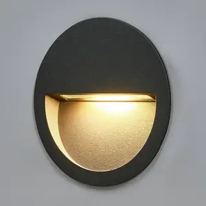 Lucande LED-Wandeinbauleuchte Loya, Ø 11,5 cm, grau, IP54