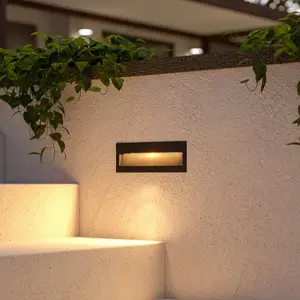 Lucande LED-Wandeinbauleuchte Loya, 23 x 8 cm, grau, IP54