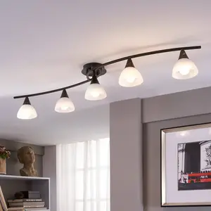 Lindby Deckenlampe Della, schwarz-gold, 110 cm, 5-flg., E14 günstig