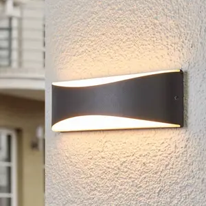 Lucande LED-Außenwandleuchte Akira, anthrazit, Breite 23 cm