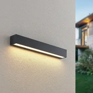 Lucande LED-Wandleuchte Lengo, 50cm, anthrazit, down, 3.000K