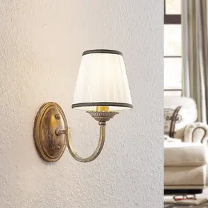 Lindby Wandleuchte Lumiel, creme/messing, Textil, 27 cm, E14 günstig