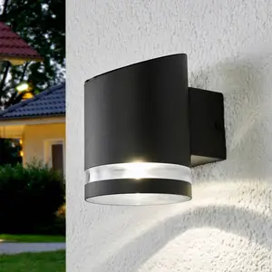 Lindby LED-Solar-Außenwandleuchte Melinda, 9 cm, Edelstahl