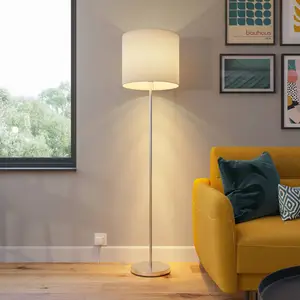LAMPENWELT Lindby Stehlampe Everly, weiß, Textil, 166 cm hoch, E27 günstig