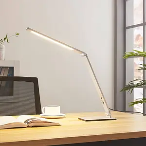 Lucande LED-Schreibtischleuchte Nicano, grau, Metall, dim. günstig