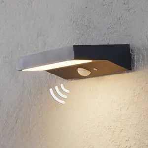 Lindby LED-Solar-Außenwandleuchte Maresia, Sensor, anthrazit