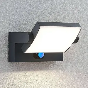 Lindby LED-Solarwandlampe Sherin, anthrazit, Sensor, IP54