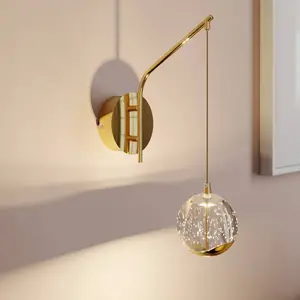Lucande LED-Wandlampe Hayley, goldfarben, Glas, 34 cm hoch günstig