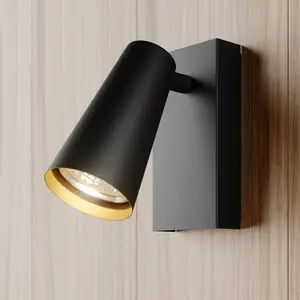 Lucande Strahler Angelina, schwarz/gold, Metall, 1-flg. günstig