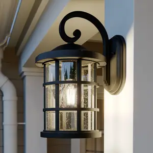 Lindby Außenwandlampe Ankea, schwarz, Höhe 37 cm, IP23, E27