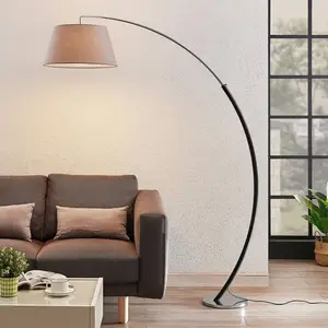 Lucande Stehleuchte Evelyna, grau/schwarz, Metall, 192cm günstig