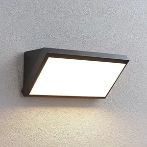 Lindby LED-Außenwandleuchte Abby, Sensor, IP65, dunkelgrau