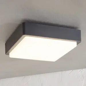 Lindby LED-Außendeckenlampe Nermin, 22 cm, IP65, eckig