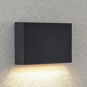 Lindby LED-Außenwandleuchte Jarte, 20 cm, down, grau, IP65