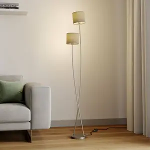 Lucande Stehlampe Juljana, 153 cm, 2-flammig, taupe, E14 günstig