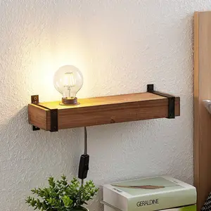 Lindby Wandleuchte Sverina, 40 cm, Holz, Stecker, E27 günstig