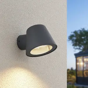 Lindby Außenwandleuchte Ileyna, anthrazit, Metall, 15 cm