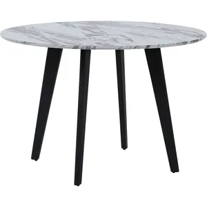 BELIANI Esstisch Grau Weiß Schwarz MDF Tischplatte Marmoroptik Rund Minimalistisch Modern günstig