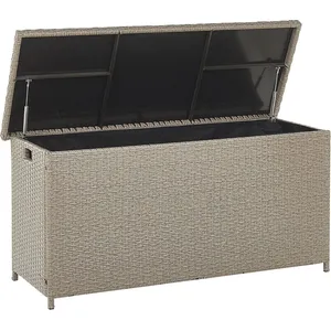 BELIANI Auflagenbox Taupe Rattan 126 x 46 cm 290 L mit Deckel für Gart... günstig