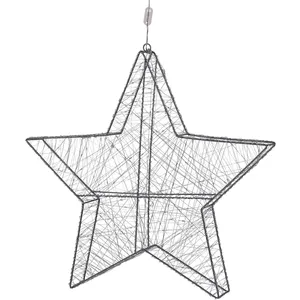 BELIANI Outdoor LED Weihnachtsbeleuchtung Silber Metall 58 cm Sternfor...