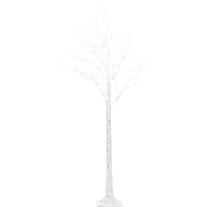 BELIANI Outdoor LED Weihnachtsbeleuchtung Weiß Metall 160 cm in Baumfo...