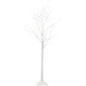 BELIANI Outdoor LED Weihnachtsbeleuchtung Weiß Metall 190 cm in Baumfo...