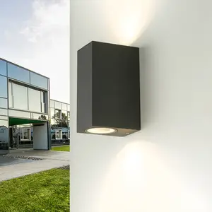 Licht-Erlebnisse Außenlampe Anthrazit Up Down IP44 Fassadenstrahler Wa...